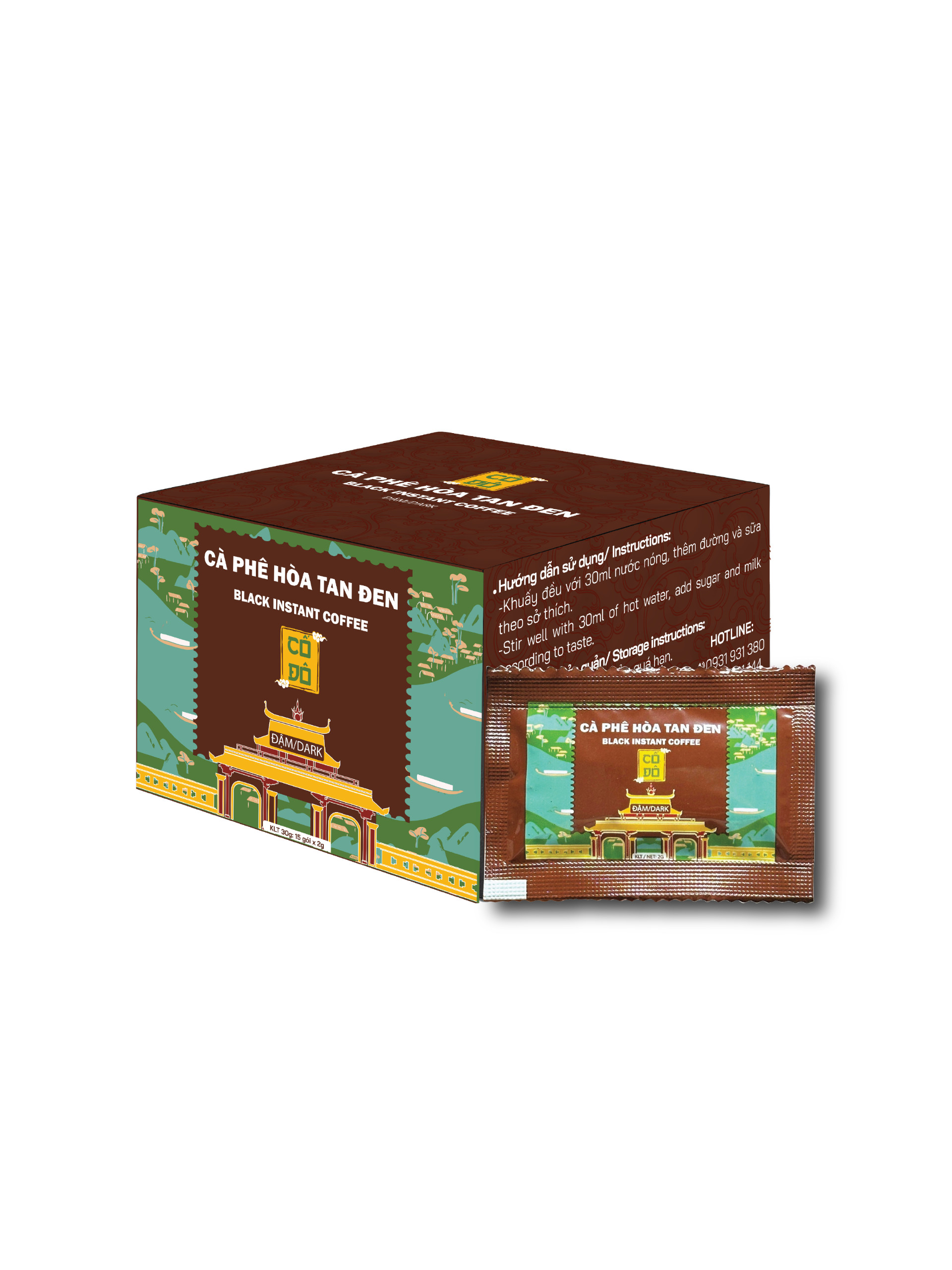 Hộp 15 Gói Cà Phê Hòa Tan Đen Cố Đô (15 gói x 2g)