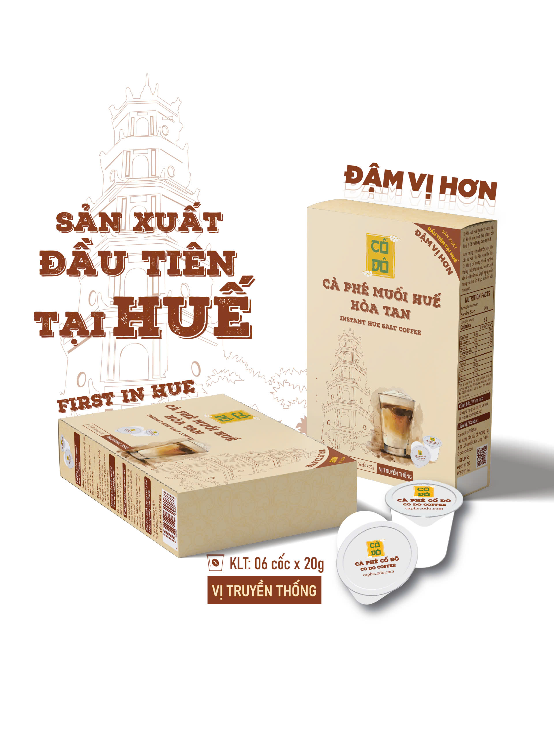 Hộp 6 Cốc Cà Phê Muối Huế Hòa Tan (6 cốc x 20g)