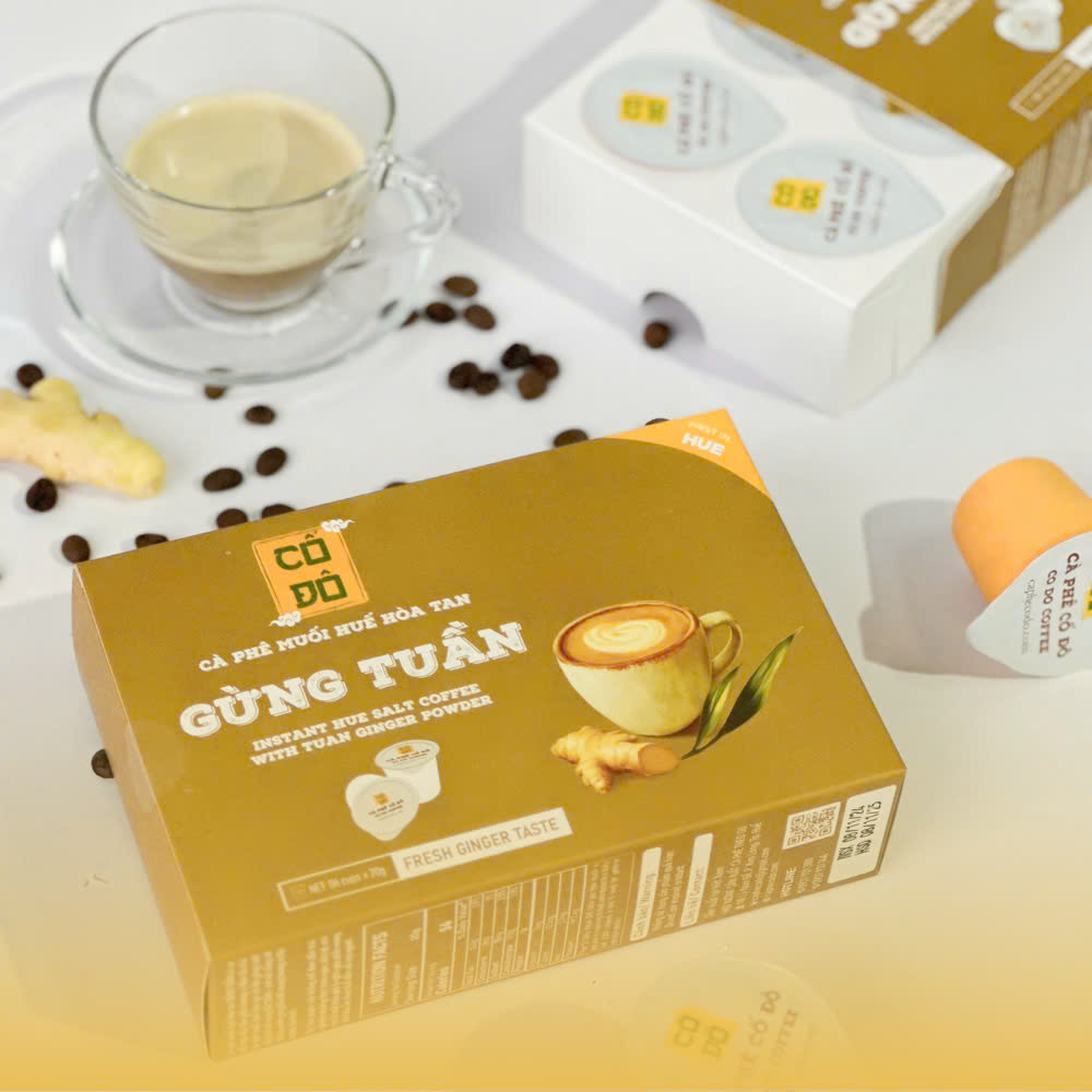 Hộp 6 Cốc Cà Phê Muối Huế Hoà Tan - GỪNG TUẦN (6 cốc x 20g)