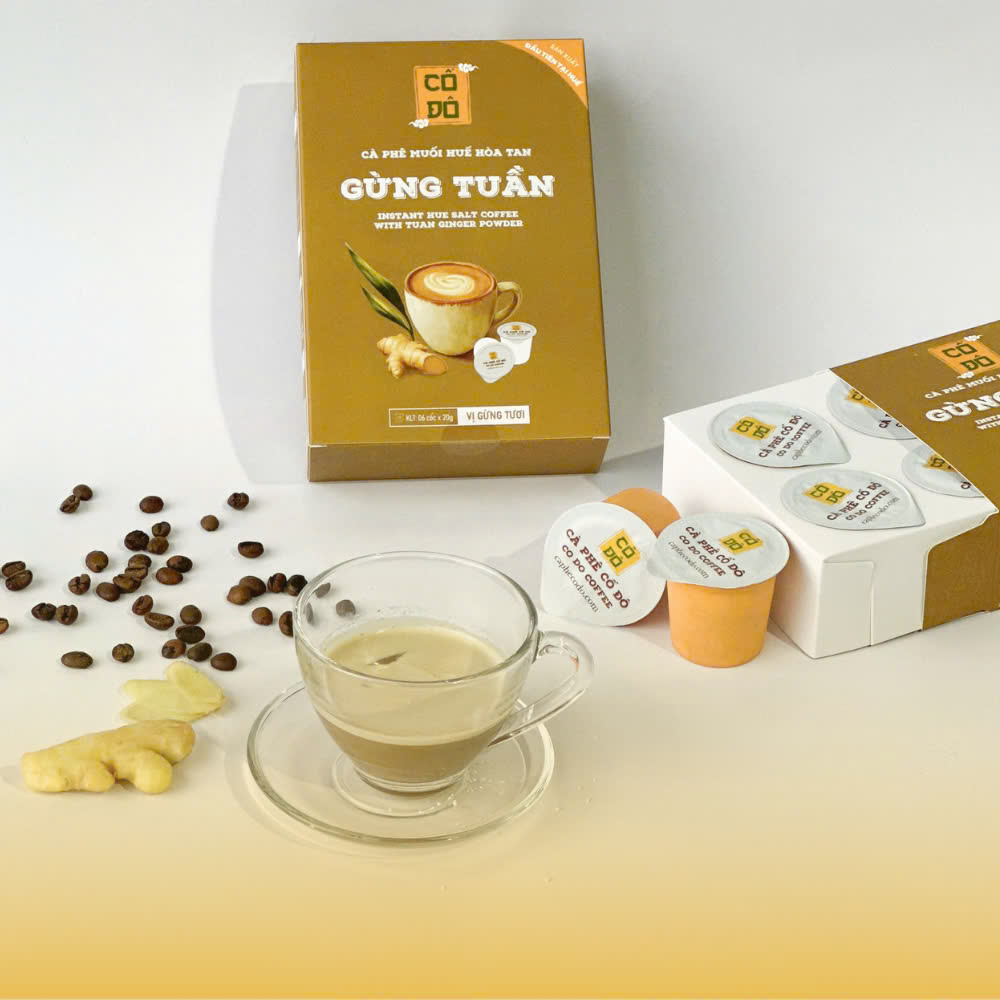 Hộp 6 Cốc Cà Phê Muối Huế Hoà Tan - GỪNG TUẦN (6 cốc x 20g)