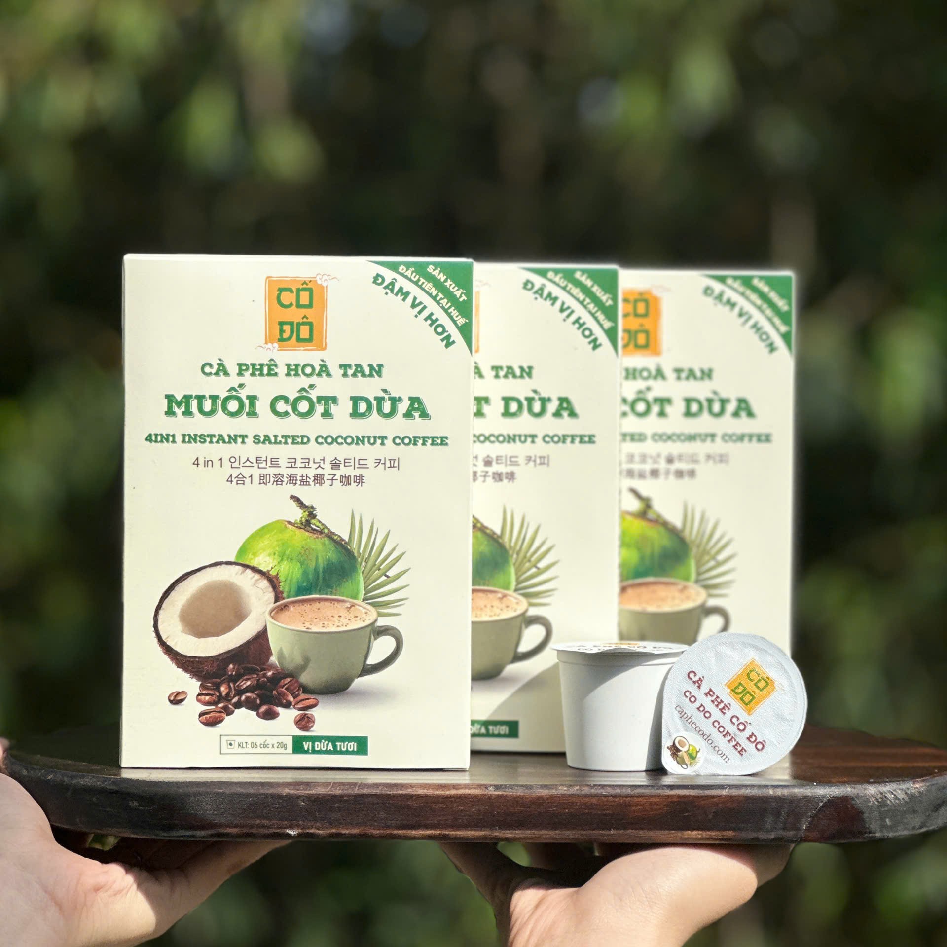 Hộp Cà Phê Hoà Tan Muối Cốt Dừa Cố Đô - Gu Đậm (6 cốc x 20g)