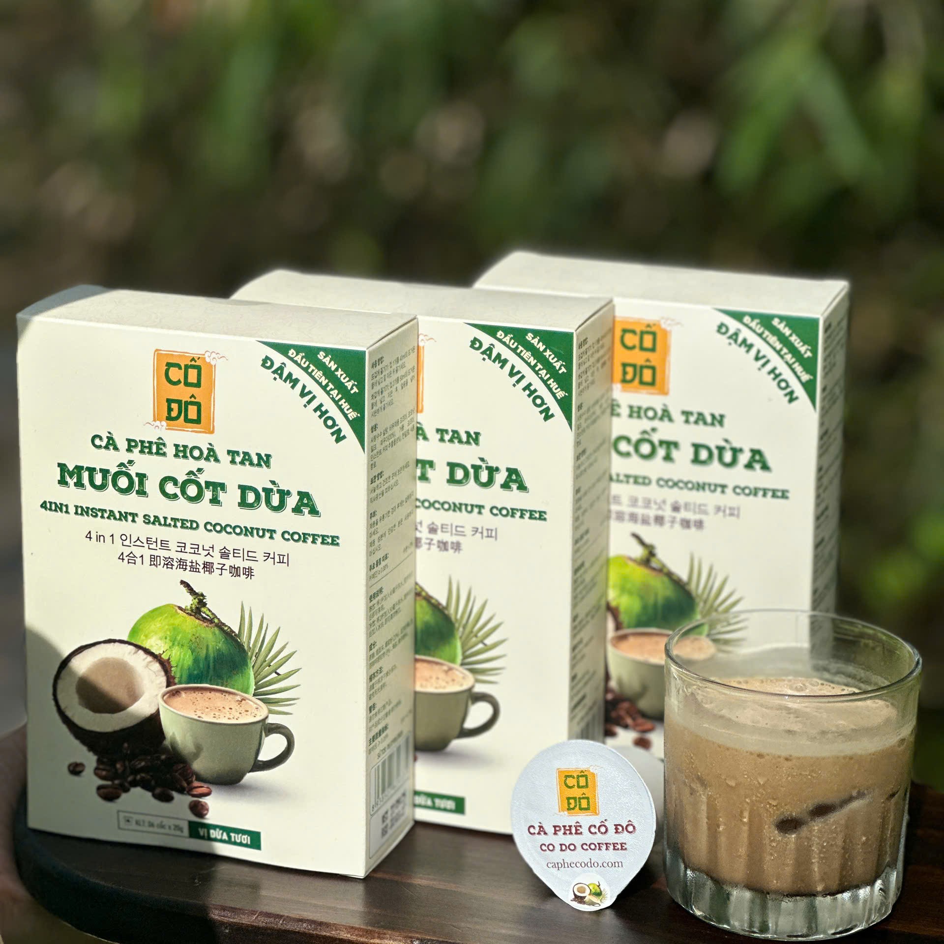 Hộp Cà Phê Hoà Tan Muối Cốt Dừa Cố Đô - Gu Đậm (6 cốc x 20g)